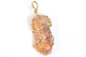 COLGANTES DE MINERALES | COLGANTE PIEDRA SOL EN BRUTO ENVUELTO EN ALAMBRE 2X3CM
