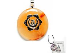 COLGANTES | COLGANTE PLATA 2� CHAKRA SVADISTHANA SEXUAL+DONUT CARNEOLA O AVENTURINA ROJA