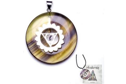 JOYERIA | COLGANTE PLATA 5 CHAKRA VISHUUDDHA GARGANTA+DONUT FLUORITA O AVENTURINA VERDE
