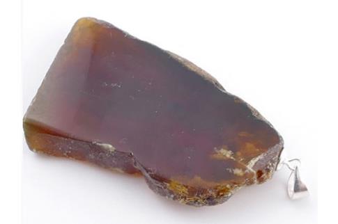 COLGANTES DE MINERALES | COLGANTE PLATA AMBAR PULIDO 2 X 3 CM. APROX.