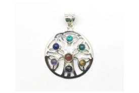 COLGANTES DE MINERALES | COLGANTE PLATA ARBOL DE LA VIDA 7 CHAKRAS 3 CM APROX..