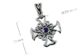 JOYERIA | COLGANTE PLATA CRUZ CELTA C/AMATISTA 1.6 CM.