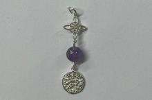 COLGANTE PLATA DOBLE PROTECCION 2,5CM CON BOLITA MINERAL EN MEDIO (NUDO DE BRUJAS 1CM Y TETRAGRAMMATON 1CM)