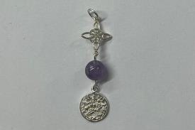 COLGANTES | COLGANTE PLATA DOBLE PROTECCION 2,5CM CON BOLITA MINERAL EN MEDIO (NUDO DE BRUJAS 1CM Y TETRAGRAMMATON 1CM)