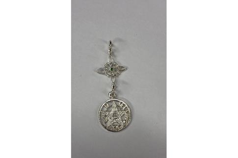 COLGANTES | COLGANTE PLATA DOBLE PROTECCION 2,5CM CON BRILLO EN NUDO DE BRUJAS (NUDO DE BRUJAS 1CM Y TETRAGRAMMATON 1CM)