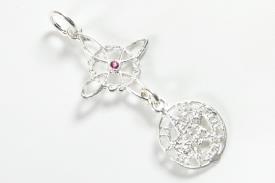 COLGANTES | COLGANTE PLATA DOBLE PROTECCION 3CM CON BRILLO EN NUDO DE BRUJAS (NUDO DE BRUJAS 1,5CM Y TETRAGRAMMATON 1CM)