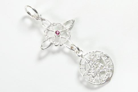 COLGANTES | COLGANTE PLATA DOBLE PROTECCION 3CM CON BRILLO EN NUDO DE BRUJAS (NUDO DE BRUJAS 1,5CM Y TETRAGRAMMATON 1CM)