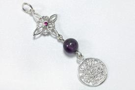 COLGANTES | COLGANTE PLATA DOBLE PROTECCION 3CM CON BRILLO EN NUDO DE BRUJAS Y BOLITA MNERAL EN MEDIO (NUDO DE BRUJAS 1,5CM Y TETRAGRAMMATON 1CM)