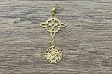 COLGANTE PLATA DOBLE PROTECCION DORADO 3CM (NUDO DE BRUJAS 1,5CM Y TETRAGRAMMATON 1CM)