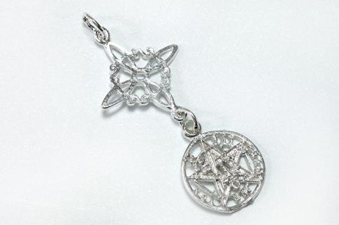 COLGANTES | COLGANTE PLATA DOBLE PROTECCI�N GRANDE 4,5CM (NUDO DE BRUJAS 2CM Y TETRAGRAMMATON 1,5CM)