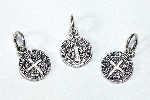 COLGANTES | COLGANTE PLATA MEDALLA DE SAN BENITO DOBLE CARA 0,8CM
