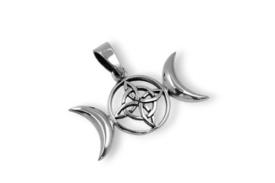 JOYERIA | COLGANTE PLATA NUDO DE BRUJAS TRIPLE LUNA 4X1 CM.