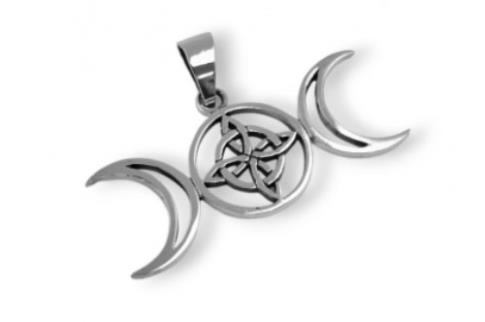 COMODIN | COLGANTE PLATA NUDO DE BRUJAS.TRIPLE LUNA 4X1.5 CM.