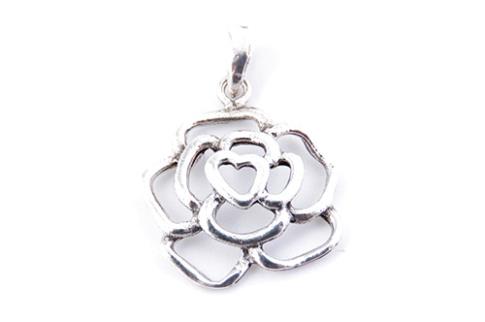 JOYERIA | COLGANTE PLATA ROSA DEL AMOR 1 CM