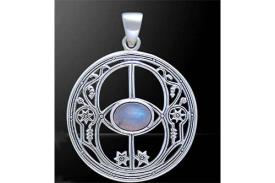 JOYERIA | COLGANTE PLATA VESICA PISCIS C/PIEDRA LUNA 2,5 cm