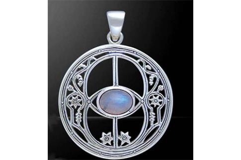 JOYERIA | COLGANTE PLATA VESICA PISCIS C/PIEDRA LUNA 2,5 cm