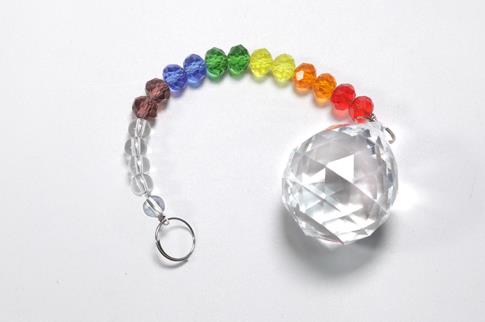 PRISMAS | COLGANTE PRISMA FENG SHUI CON CORDON CON MINERALES 7 CHAKRAS 25 X 3 CMS