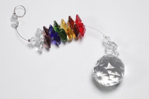 PRISMAS | COLGANTE PRISMA FENG SHUI CON MINERALES 7 CHAKRAS 28 X 3 CMS