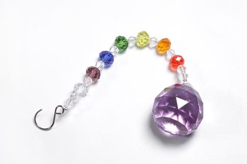 FENG SHUI COLGANTE CRISTAL | COLGANTE PRISMA FENG SHUI CRISTAL LILA DE MINERALES 7 CHAKRAS