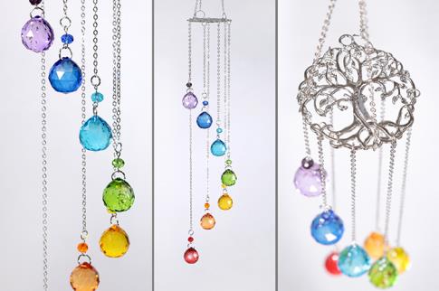 PRISMAS | COLGANTE PRISMAS FENG SHUI 7 CHAKRAS CON ARBOL DE LA VIDA 5,5X45CM