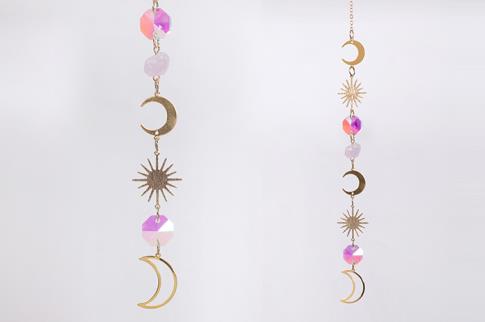 PRISMAS | COLGANTE PRISMAS FENG SHUI CON LUNAS Y ESTRELLAS 35CM