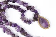 COLLAR PIEDRA NATURAL CHIP Y COLGANTE DE AMATISTA 23X2CM