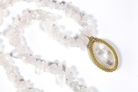 COLLARES, PULSERAS, PENDIENTES Y ANILLOS | COLLAR PIEDRA NATURAL CHIP Y COLGANTE DE CUARZO CRISTAL 23X2CM