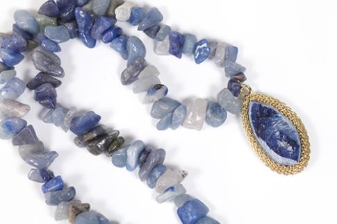 COLLARES, PULSERAS, PENDIENTES Y ANILLOS | COLLAR PIEDRA NATURAL CHIP Y COLGANTE DE LAPISLAZULI 23X2CM
