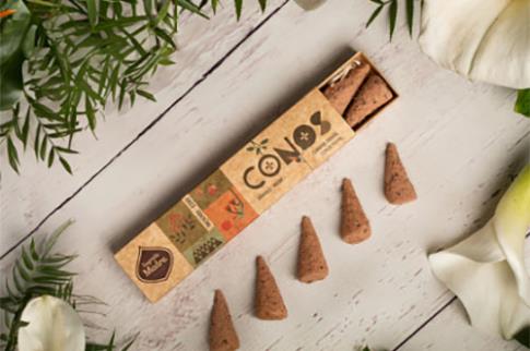 INCIENSOS SAGRADA MADRE | CONOS SANDALO Y YAGRA (CLARIDAD MENTAL) (8 unidades)