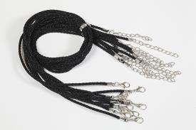 CADENAS Y CORDONES | CORDON TRENZADO NEGRO 2 mm x 45 cm