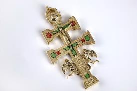 CRUCES, ROSARIOS Y VARIOS | CRUZ CARAVACA DORADA 10 CMS ACABADO ARTESANAL