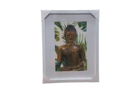 FIGURAS DIOSES, BUDAS Y MONJES | CUADRO BUDA MULTICOLOR CON MARCO BLANCO 35X2X45 CM.