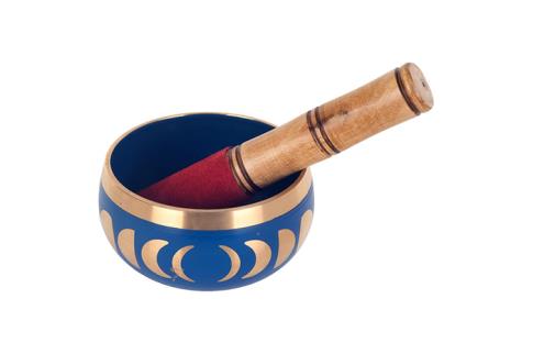 CUENCOS | CUENCO TIBETANO DE LATN AZUL CON DECORACION DE FASES LUNARES 11x11x6,50CM