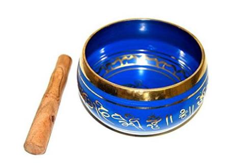 COMODIN | CUENCO TIBETANO LATON TALLADO AZUL CLARO 10-12.5 CM (INCLUYE BAQUETA)
