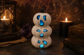 HADAS, BRUJAS Y FANTAS�A | FIGURA 3 CALABAZAS FANTASMA COLOR BLANCO CON LUZ QUE CAMBIA DE COLOR 17 X 9 CM.