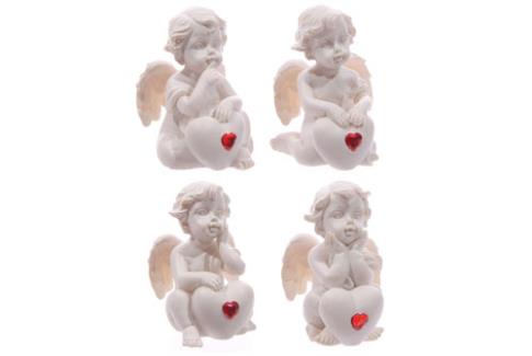 COMODIN | FIGURA ANGEL BLANCO ARRODILLADO CON GEMA ROSA