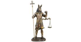 FIGURAS EGIPCIAS | FIGURA ANUBIS CON BALANZA (14,50 x 10,50 x 27 cm)