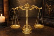 FIGURA BALANZA DE LA JUSTICIA COLOR DORADO 22 X 17 CM. FIGURA BALANZA DE LA JUSTICIA COLOR DORADO 22 X 17 CM.
