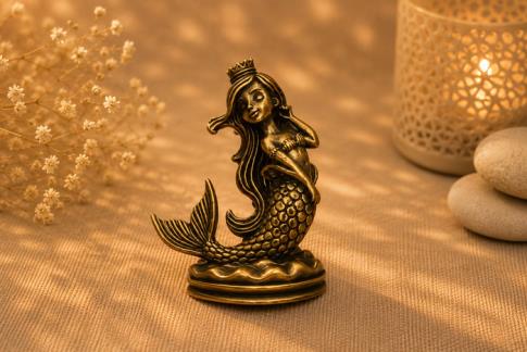 HADAS, BRUJAS Y FANTAS�A | FIGURA BRONCE SIRENA SOBRE PEDESTAL 5 X 2,5 CM.
