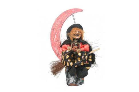 COMODIN | FIGURA BRUJA CON LUNA, MOVIMIENTO Y RISAS 25 CM.