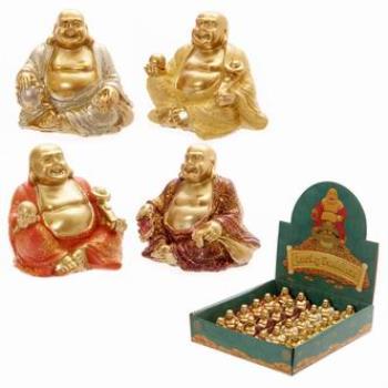 FIGURAS DIOSES, BUDAS Y MONJES | FIGURA BUDA MINI DORADO COLORES VARIOS 4 CM.