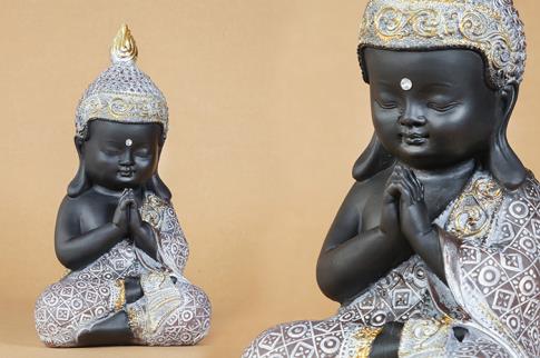 FIGURAS DIOSES, BUDAS Y MONJES | FIGURA BUDA NEGRO MEDITANDO 26,5CM (MODELO A)