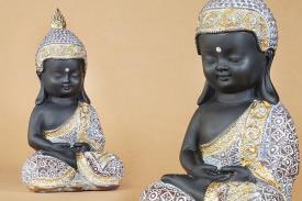 FIGURAS DIOSES, BUDAS Y MONJES | FIGURA BUDA NEGRO MEDITANDO 26,5CM (MODELO B)
