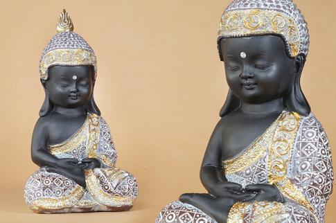 FIGURAS DIOSES, BUDAS Y MONJES | FIGURA BUDA NEGRO MEDITANDO 26,5CM (MODELO B)