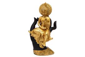 FIGURAS DIOSES, BUDAS Y MONJES | FIGURA BUDA TAILANDES SENTADO EN MANO Altura 24.5cm Ancho 13cm Profundidad 9cm