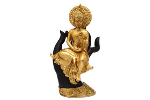 FIGURAS DIOSES, BUDAS Y MONJES | FIGURA BUDA TAILANDES SENTADO EN MANO Altura 24.5cm Ancho 13cm Profundidad 9cm