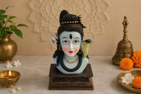 COMODIN | FIGURA BUSTO SHIVA SOBRE PEDESTAL 20 X 16 CM.