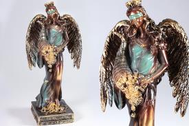 DIOSAS | FIGURA DIOSA FORTUNA ALADA COLOR COBRIZO Y AZUL 19 CM RESINA