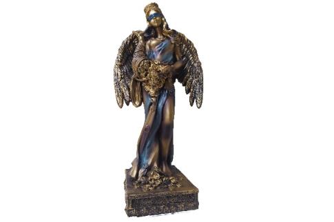 FIGURAS VARIAS | FIGURA DIOSA FORTUNA ALADA COLOR COBRIZO Y AZUL 19 CM RESINA