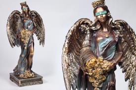 DIOSAS | FIGURA DIOSA FORTUNA ALADA COLOR COBRIZO Y AZUL 35 CM RESINA